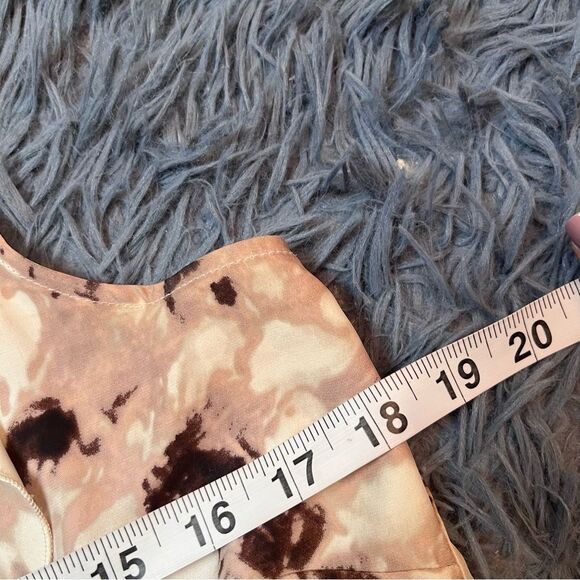 Parker Brown Cream Silk Ruffle Top Size L - Picture 3 of 5